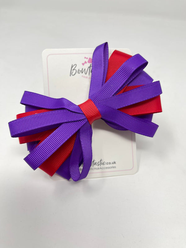 4 Inch Loop Bow - Purple & Red