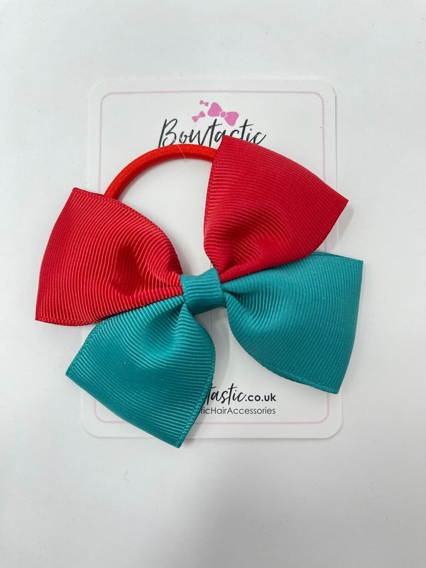 3.75 Inch Butterfly Bow Bobble - Jade Green & Red