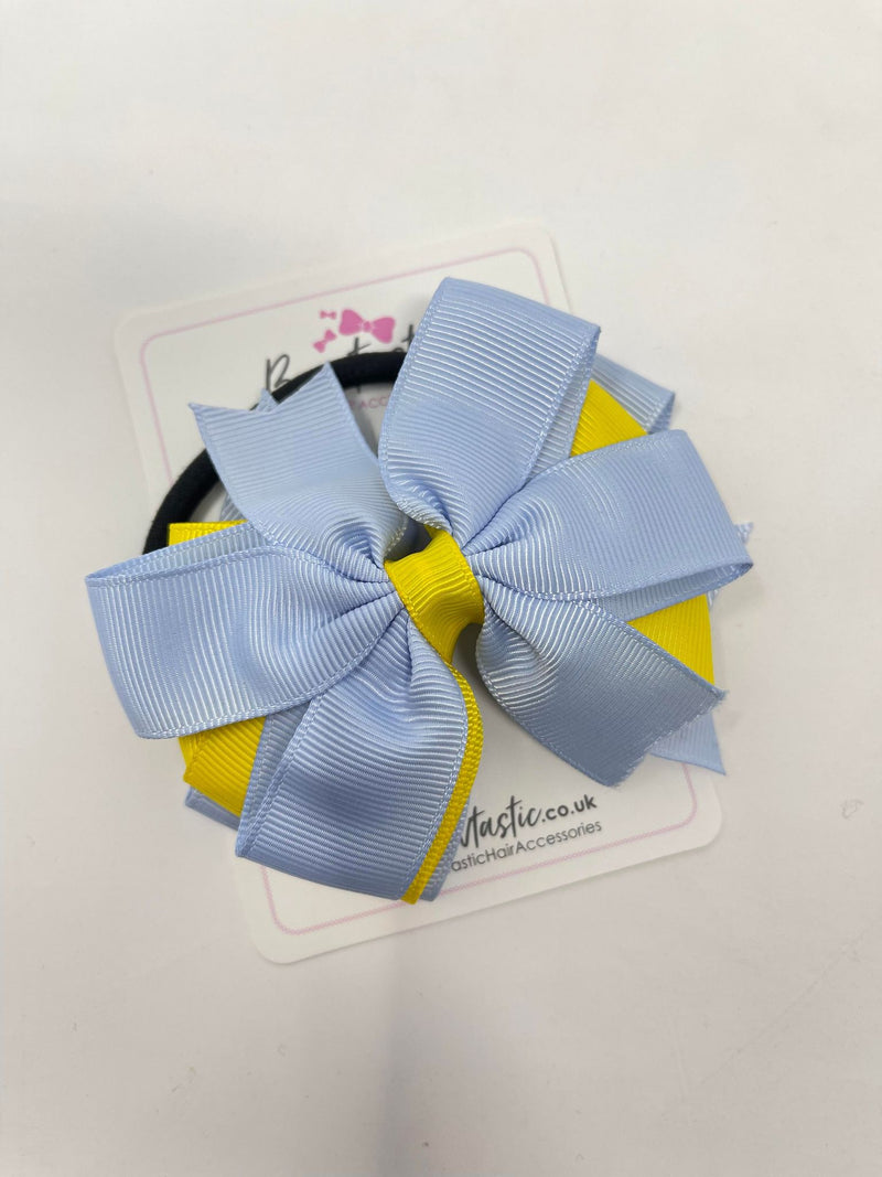 4 Inch 3 Layer Bow Bobble - Bluebell & Daffodil