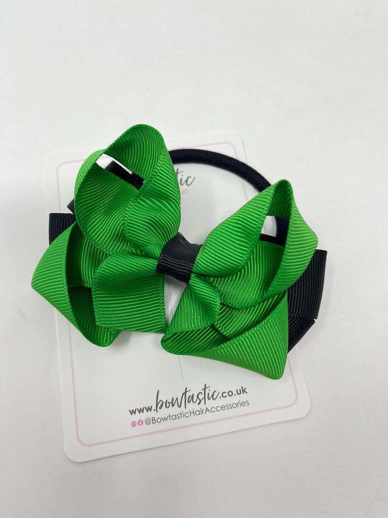 3.5 Inch Bow Bobble - Emerald Green & Black