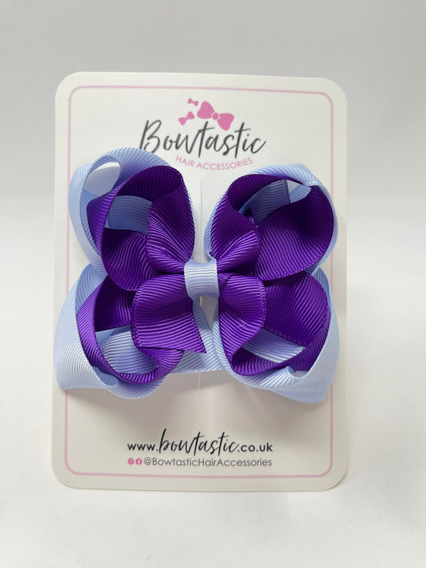 4.5 Inch Double Bow - Purple & Bluebell