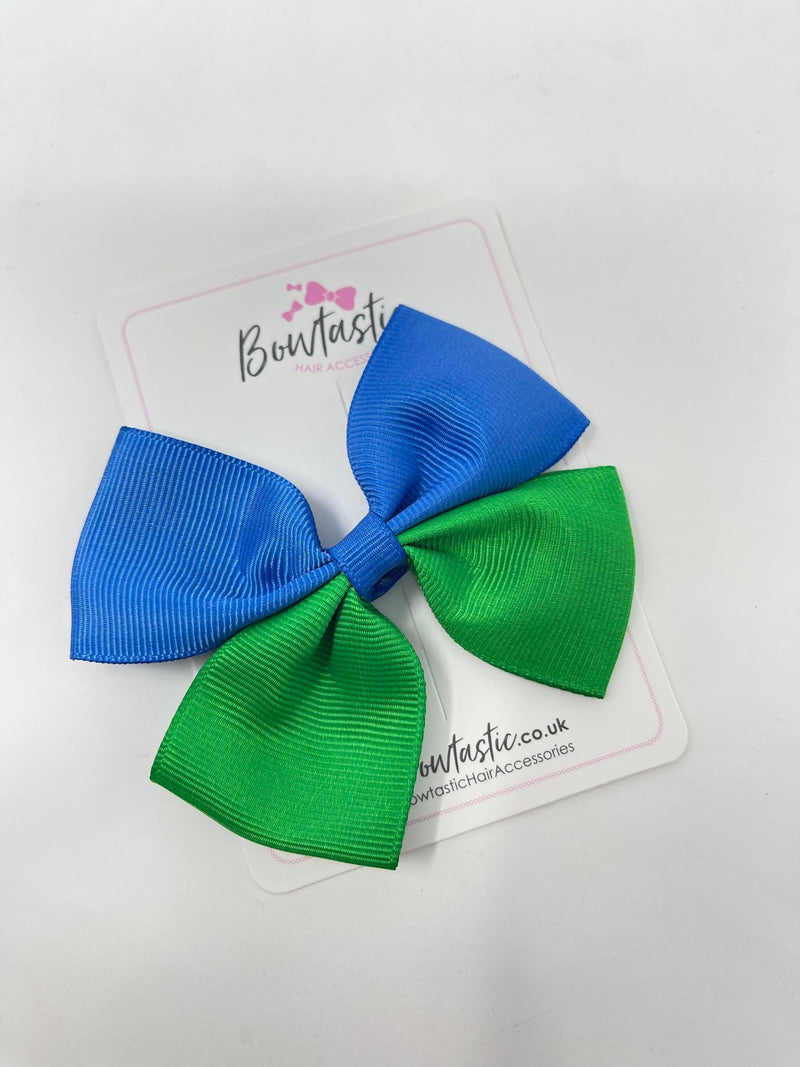 3.75 Inch Butterfly Bow - Royal Blue & Emerald Green