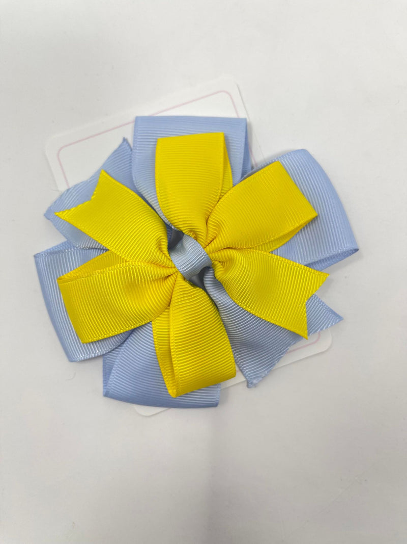 4 Inch Flat Double Bow - Bluebell & Daffodil