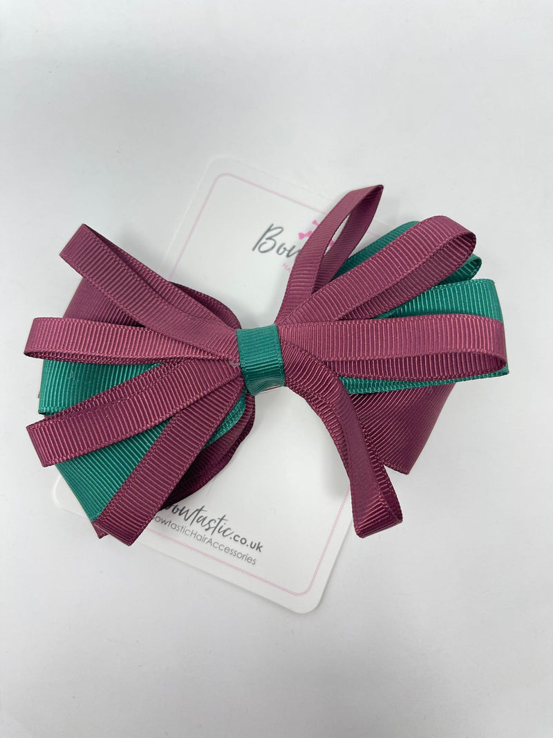 4 Inch Loop Bow - Hunter Green & Burgundy