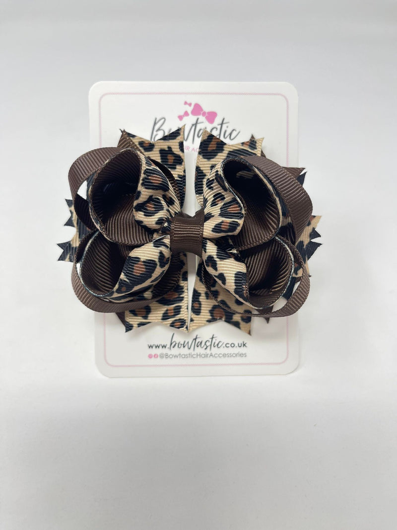 3.5 Inch Ring Bow - Brown & Black Leopard