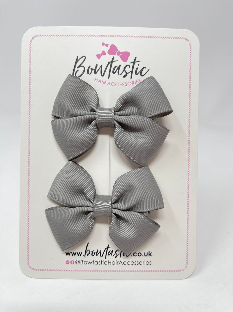 2.5 Inch Butterfly Bows - Silver - 2 Pack