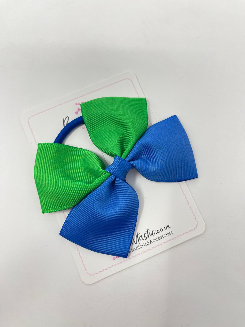 3.75 Inch Butterfly Bow Bobble - Royal Blue & Emerald Green