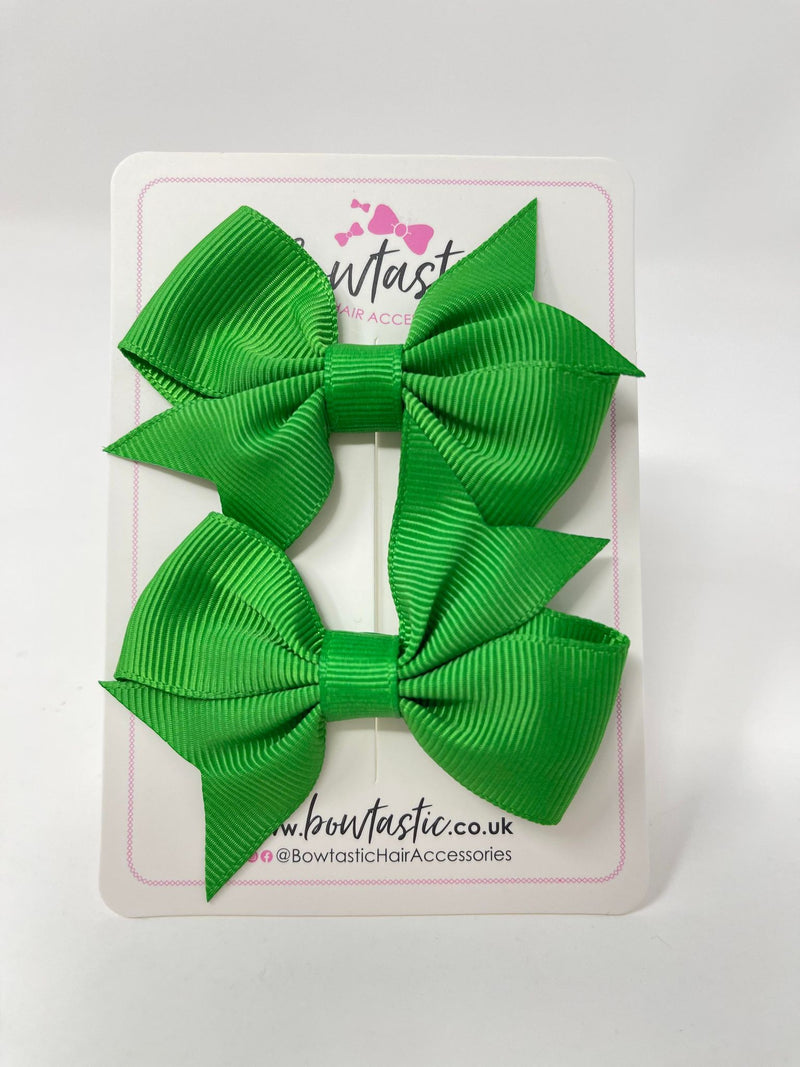 2.5 Inch Flat Bow Style 2 - Emerald Green - 2 Pack