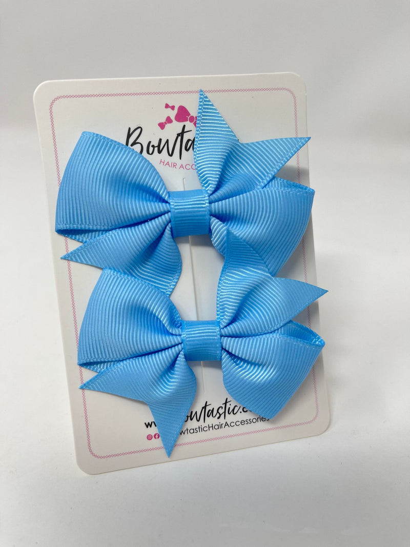 2.5 Inch Flat Bow Style 2 - Capri Blue - 2 Pack