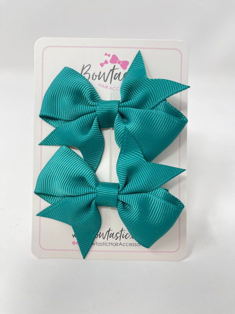 2.5 Inch Flat Bow Style 2 - Jade Green - 2 Pack