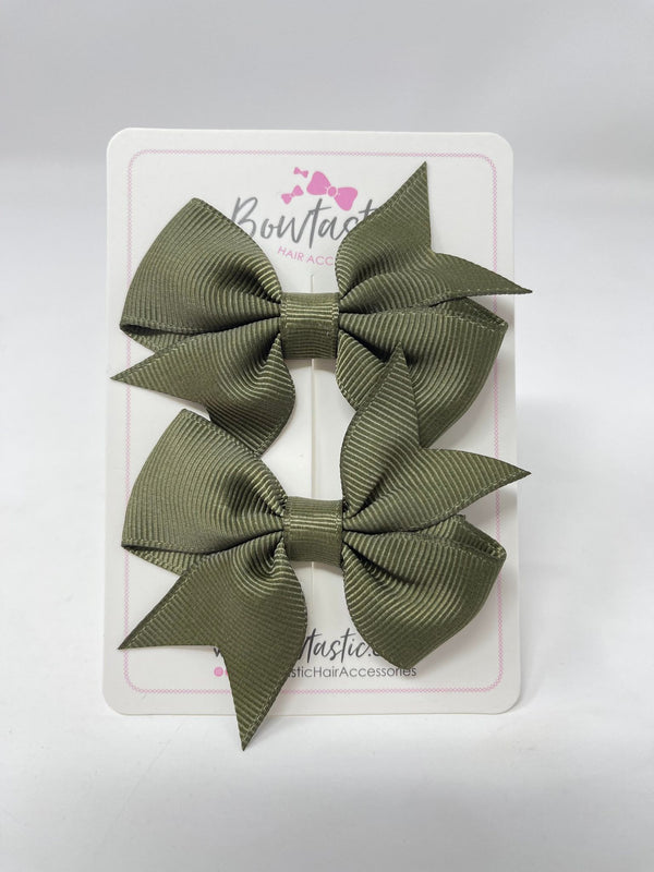 2.5 Inch Flat Bow Style 2 - Deep Sage - 2 Pack