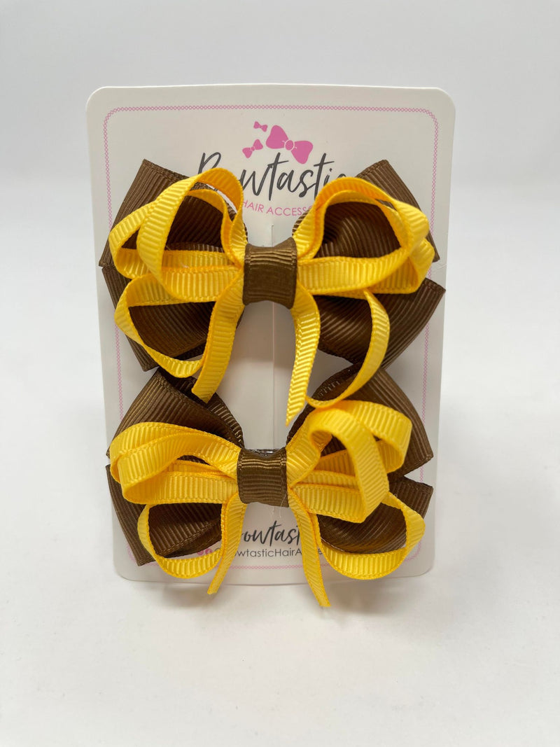 2.5 Inch Bows - Yellow Gold & Turftan - 2 Pack