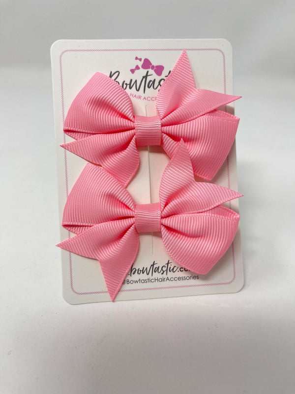 2.5 Inch Flat Bow - Style 2 - Pink - 2 Pack