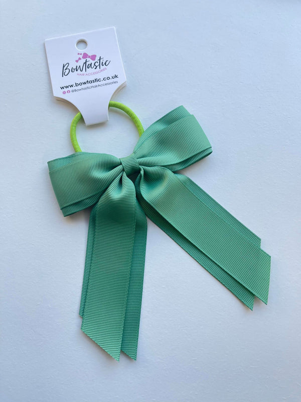 4.5 Inch Tail Bow Bobble - Sage Green