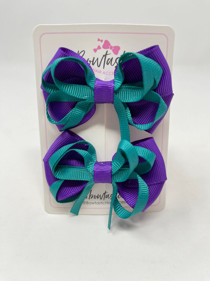 2.5 Inch Bows - Purple & Jade Green - 2 Pack