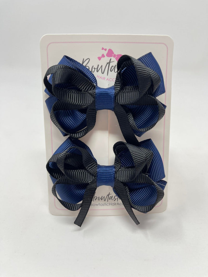 2.5 Inch Bows - Navy & Black - 2 Pack