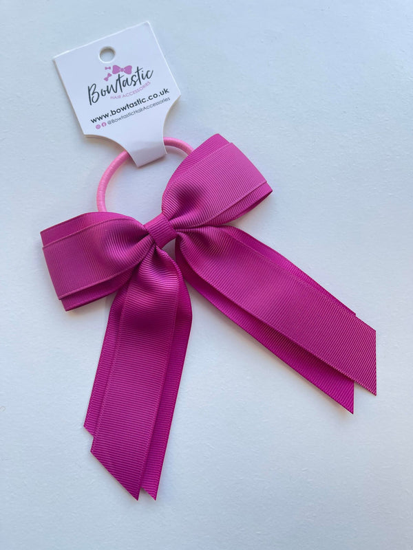 4.5 Inch Tail Bow Bobble - Raspberry Rose