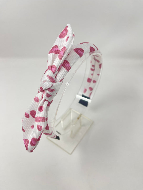 Ribbed Knot Headband - Pinks & White Animal