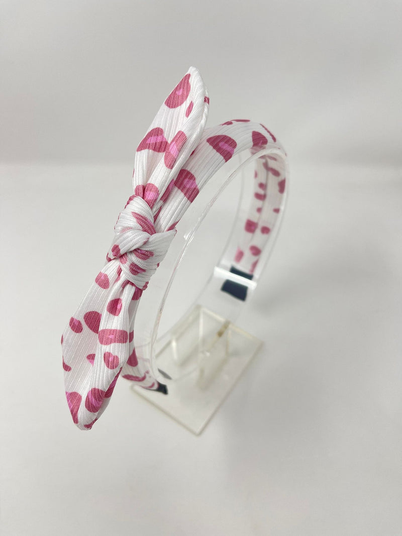 Ribbed Knot Headband - Pinks & White Animal