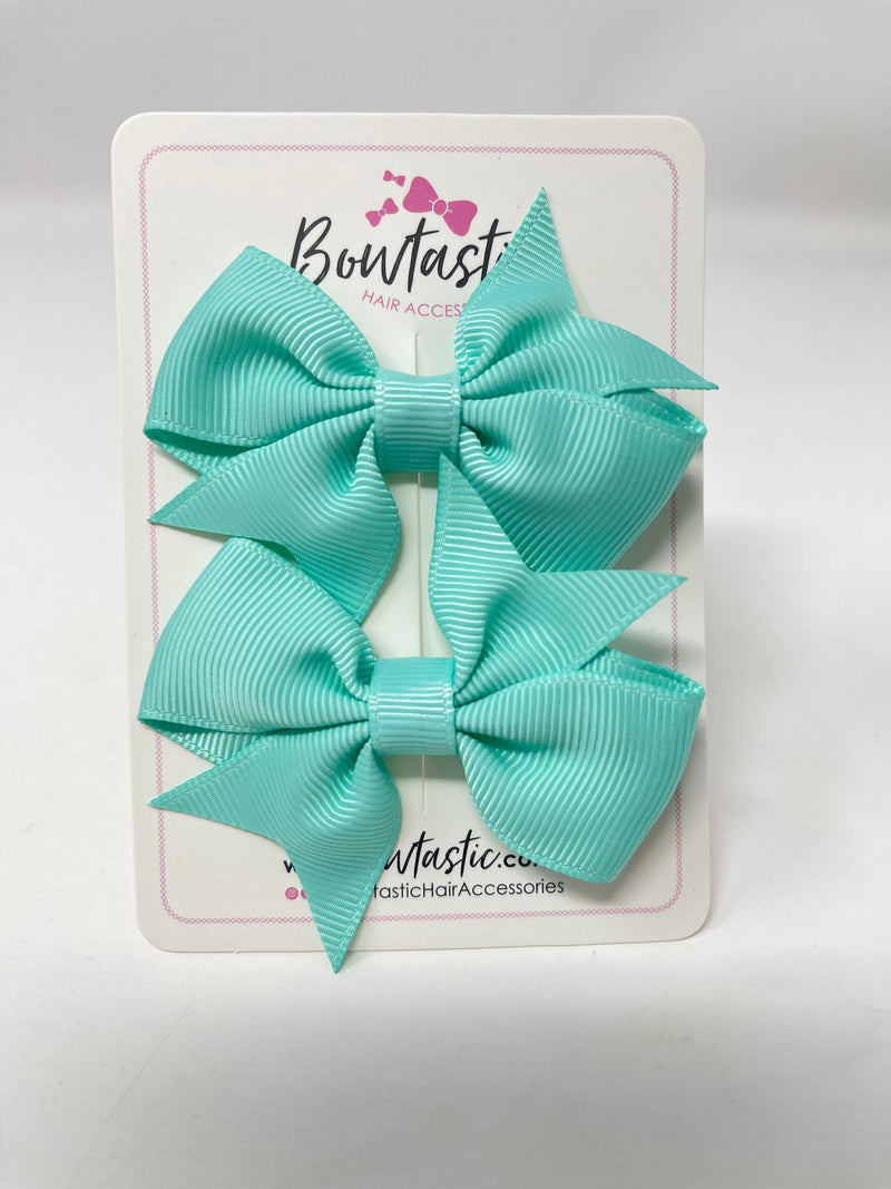 2.5 Inch Flat Bow Style 2 - Aqua - 2 Pack