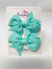 2.5 Inch Flat Bow Style 2 - Aqua - 2 Pack