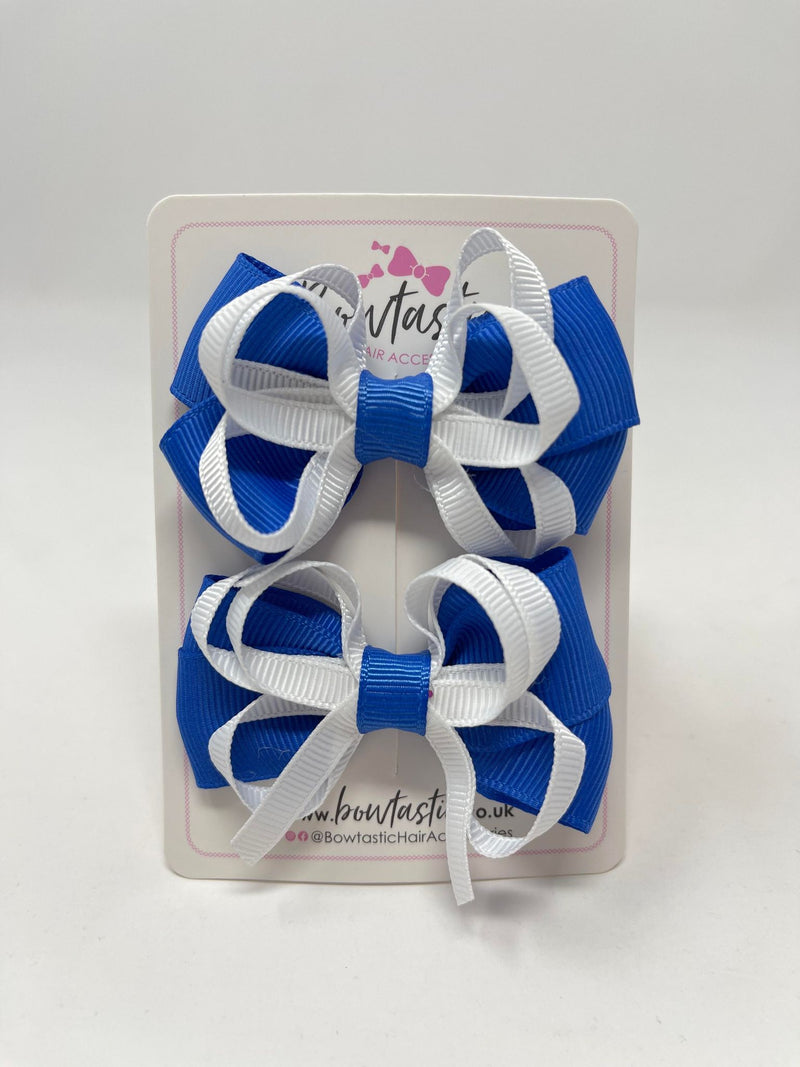 2.5 Inch Bows - Royal Blue & White - 2 Pack