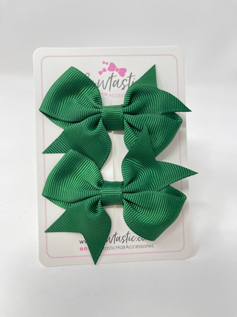 2.5 Inch Flat Bow Style 2 - Forest Green - 2 Pack