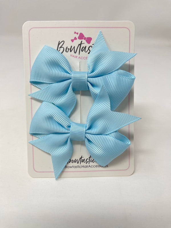2.5 Inch Flat Bow Style 2 - Light Blue - 2 Pack