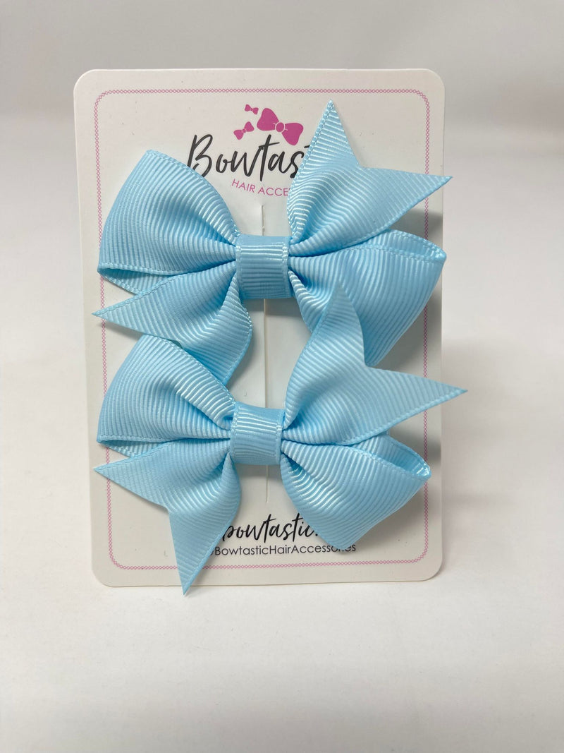 2.5 Inch Flat Bow Style 2 - Light Blue - 2 Pack