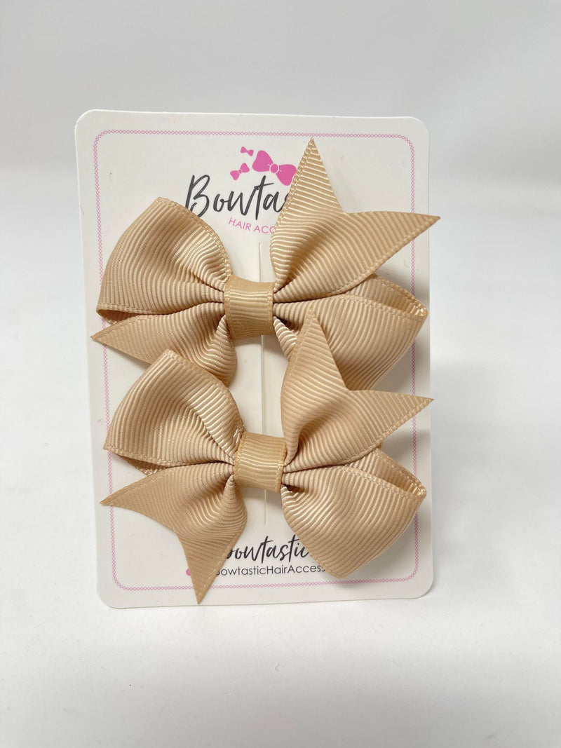 2.5 Inch Flat Bow Style 2 - Tan - 2 Pack