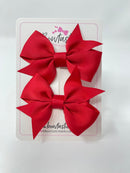 2.5 Inch Flat Bow Style 2 - Scarlet Red - 2 Pack