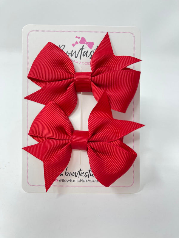 2.5 Inch Flat Bow - Style 2 - Scarlet Red - 2 Pack