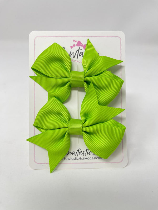 2.5 Inch Flat Bow Style 2 - Apple Green - 2 Pack