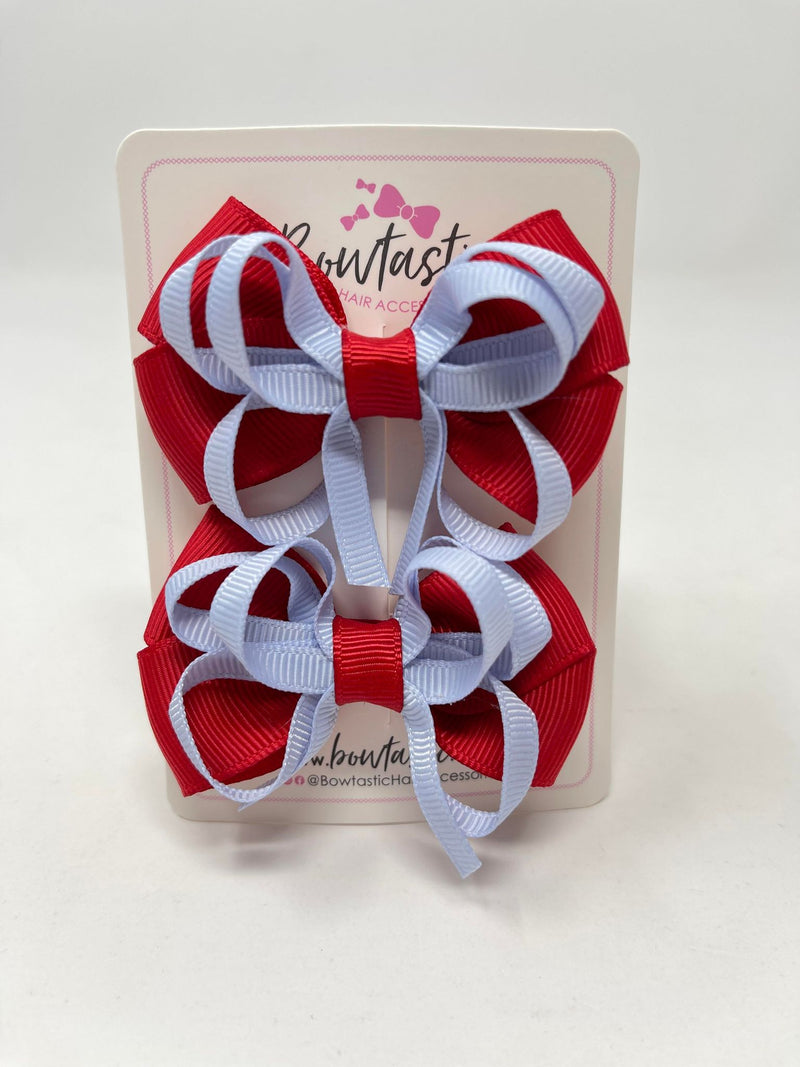 2.5 Inch Bows - Bluebell & Red - 2 Pack