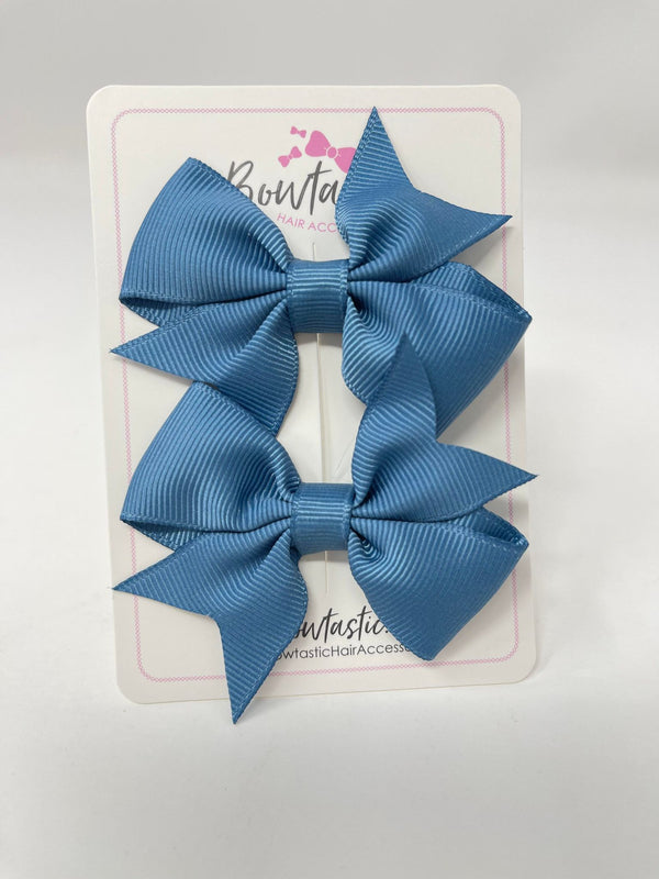 2.5 Inch Flat Bow Style 2 - Antique Blue - 2 Pack