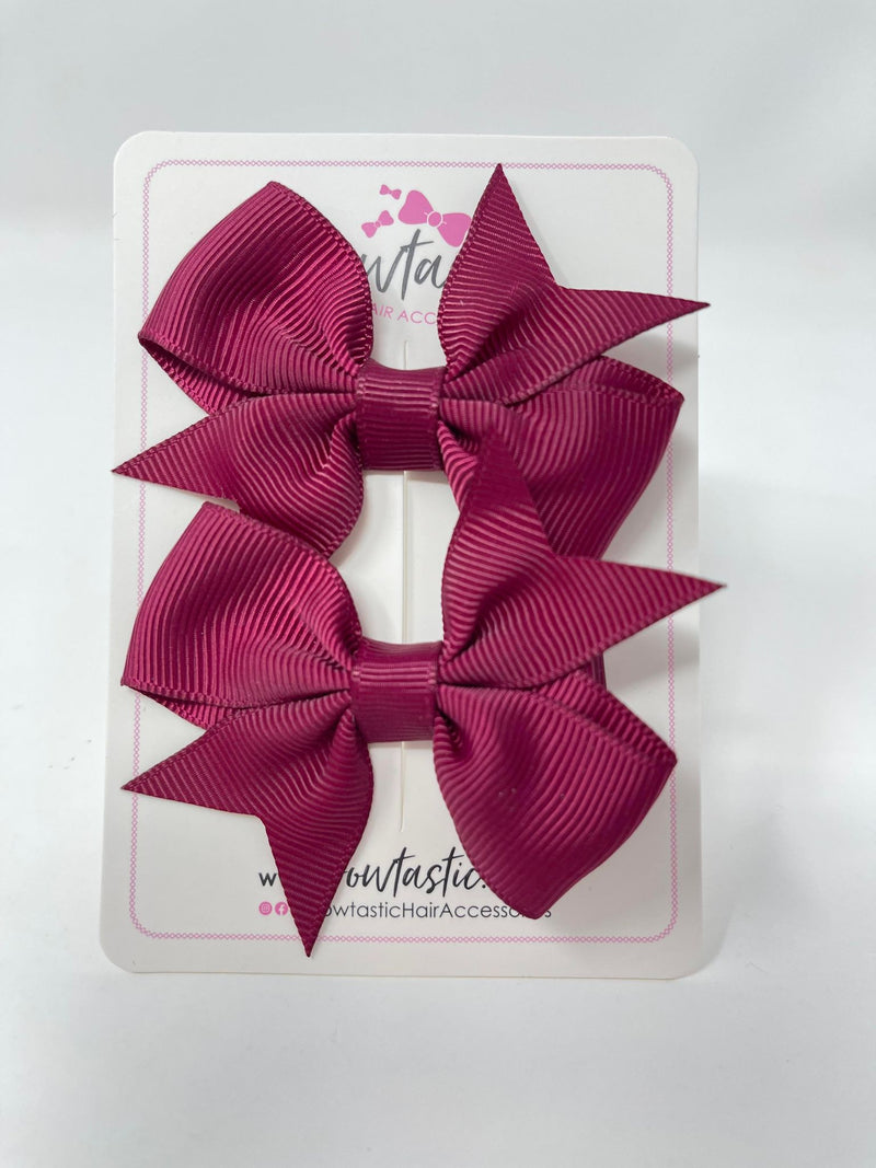 2.5 Inch Flat Bow Style 2 - Wine - 2 Pack