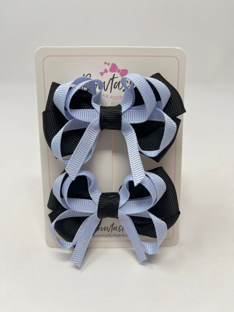 2.5 Inch Bows - Black & Bluebell - 2 Pack