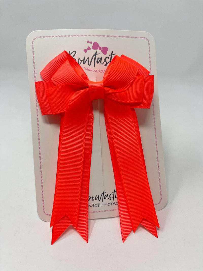 4 Inch Double Tail Bow - Neon Orange