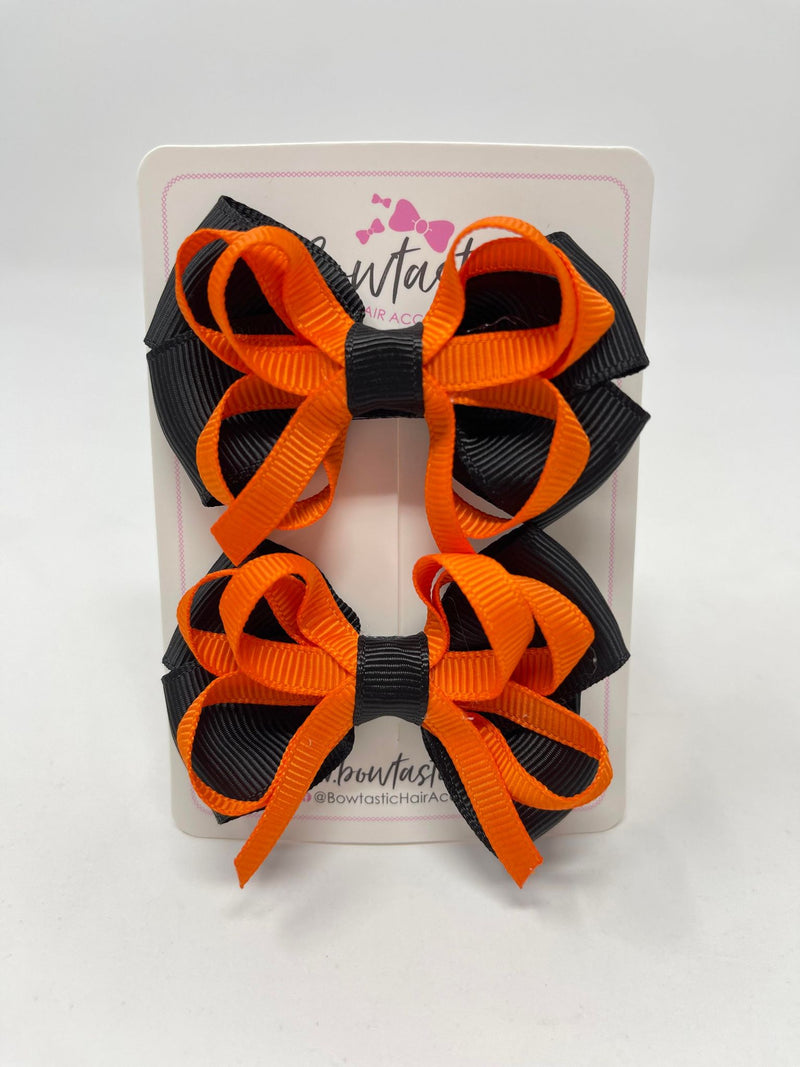 2.5 Inch Bows - Black & Orange - 2 Pack