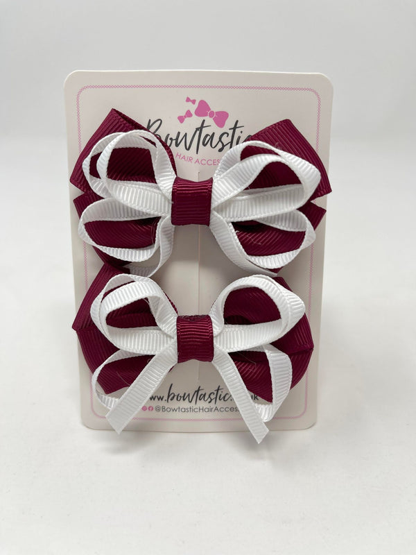 2.5 Inch Bows - Wine & White - 2 Pack