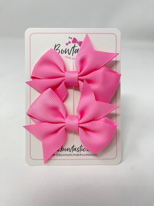 2.5 Inch Flat Bow Style 2 - Geranium Pink - 2 Pack