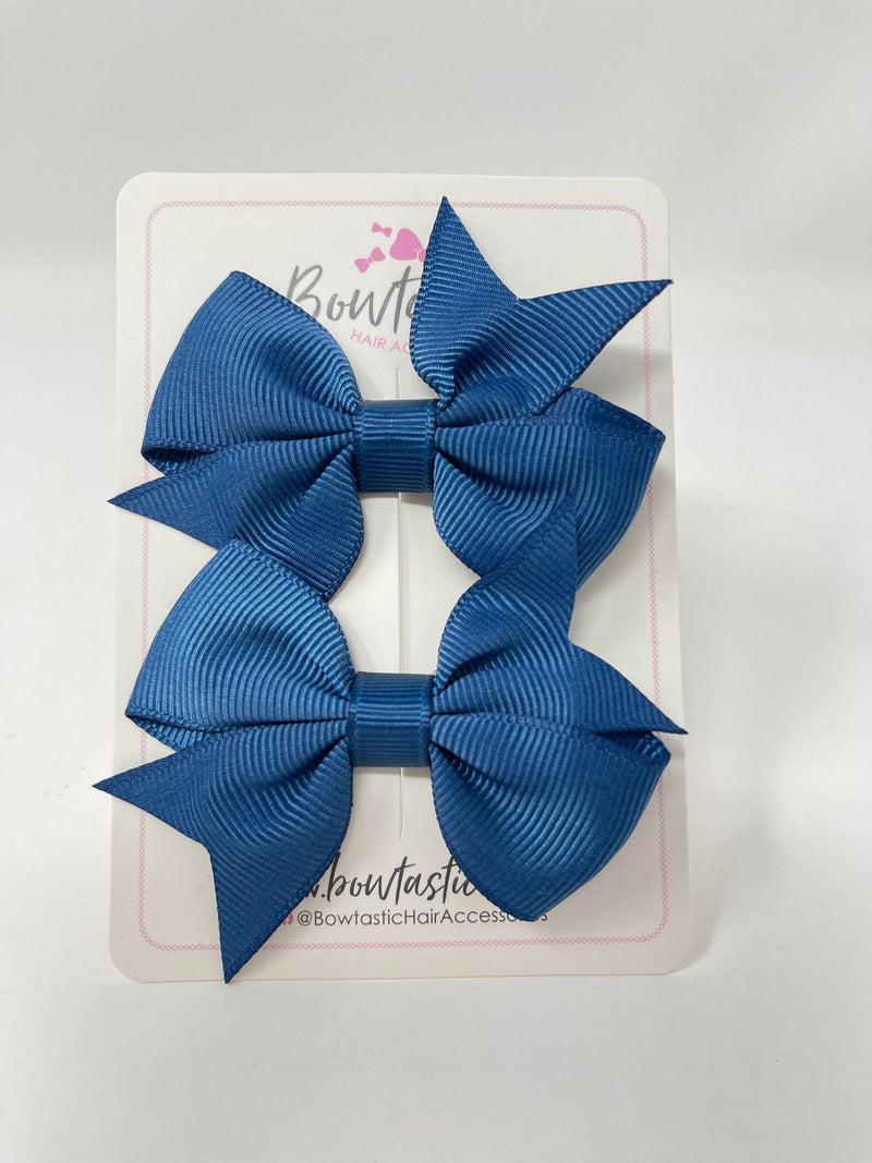 2.5 Inch Flat Bow Style 2 - Light Navy - 2 Pack