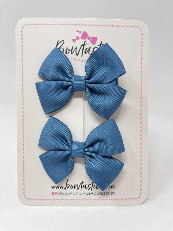 2.5 Inch Butterfly Bows - Antique Blue - 2 Pack