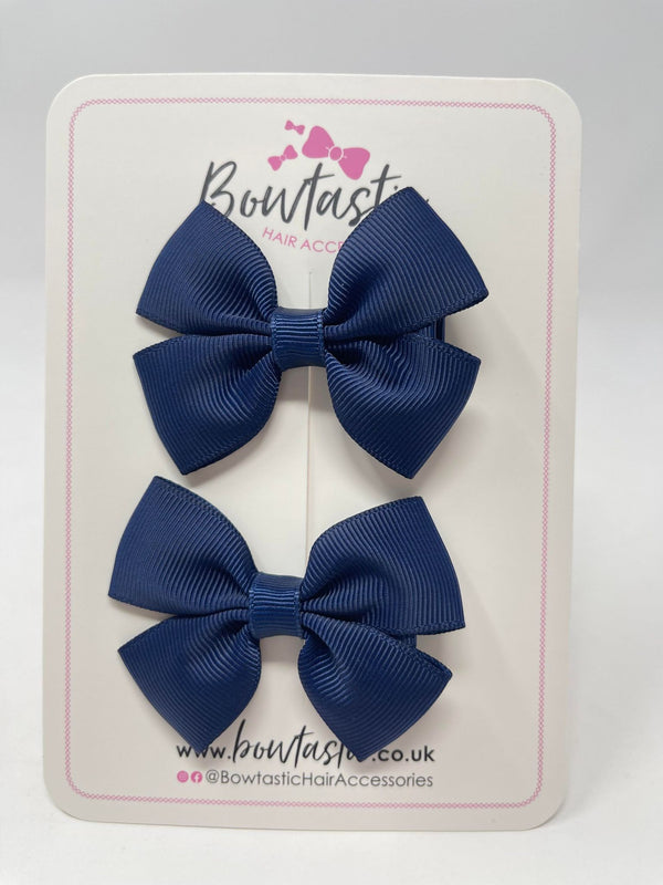 2.5 Inch Butterfly Bows - Navy - 2 Pack