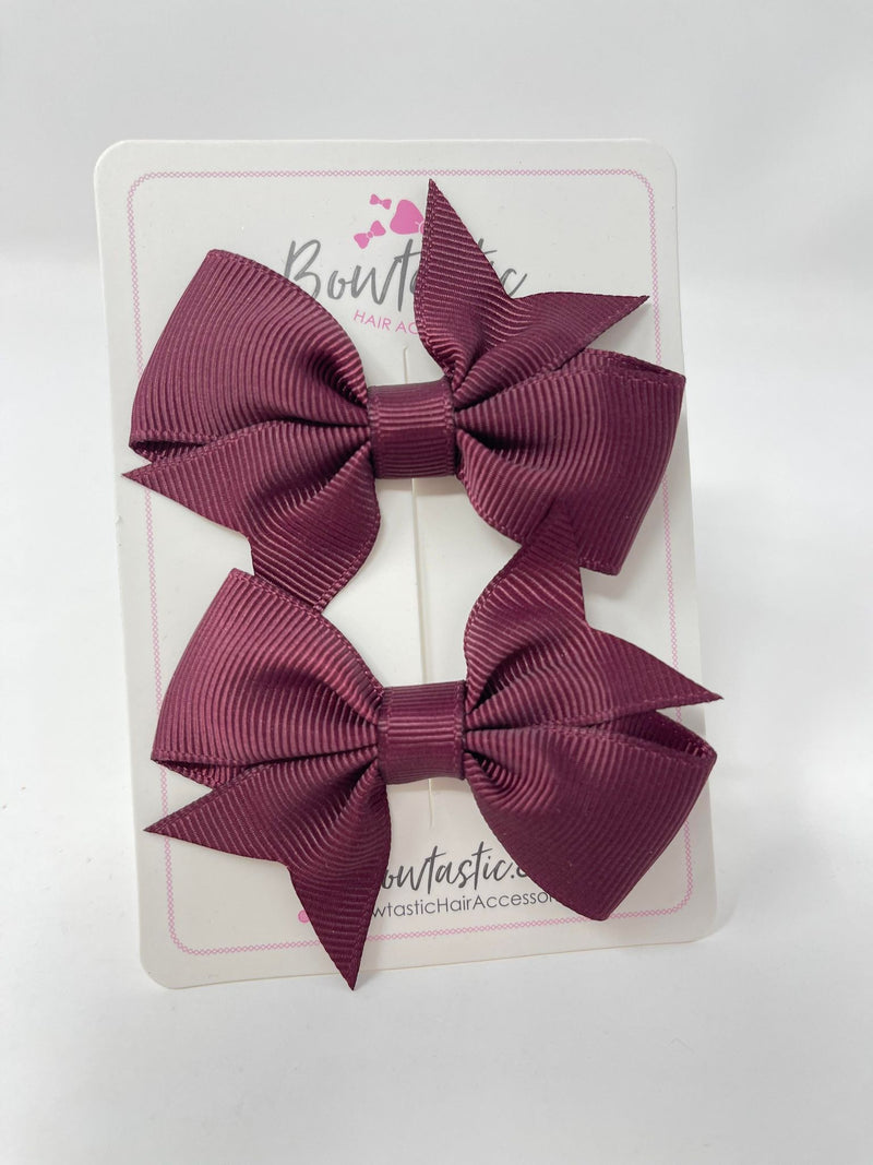 2.5 Inch Flat Bow Style 2 - Burgundy - 2 Pack