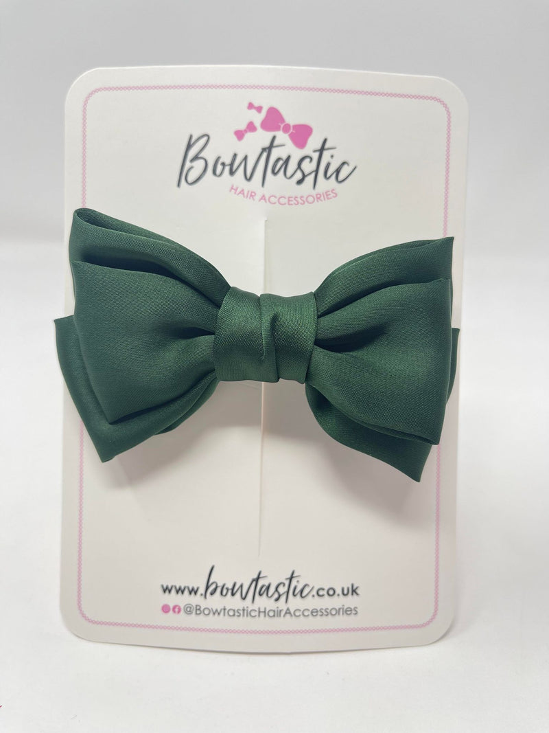 4 Inch Satin Bow - Forest Green