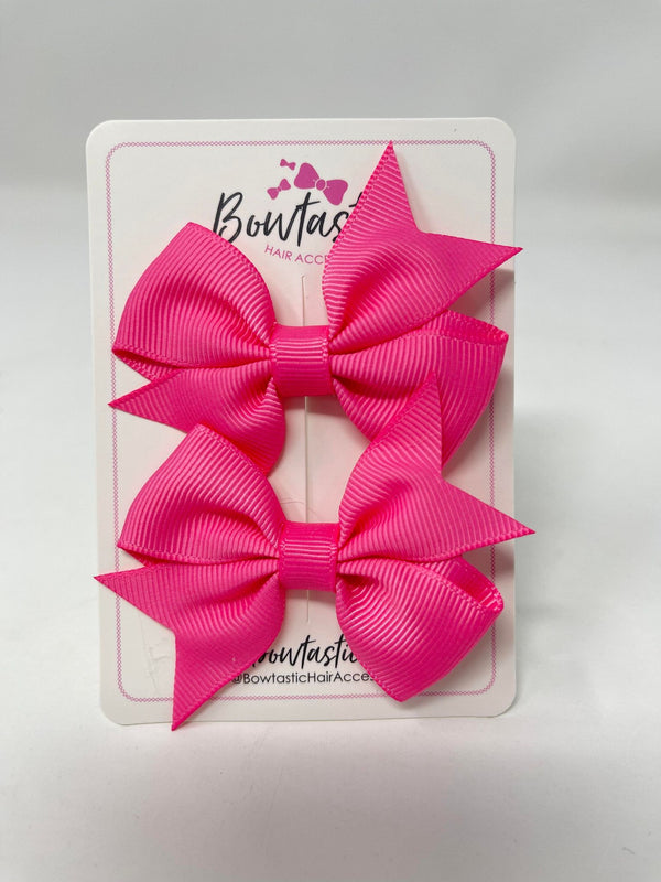 2.5 Inch Flat Bow Style 2 - Hot Pink - 2 Pack