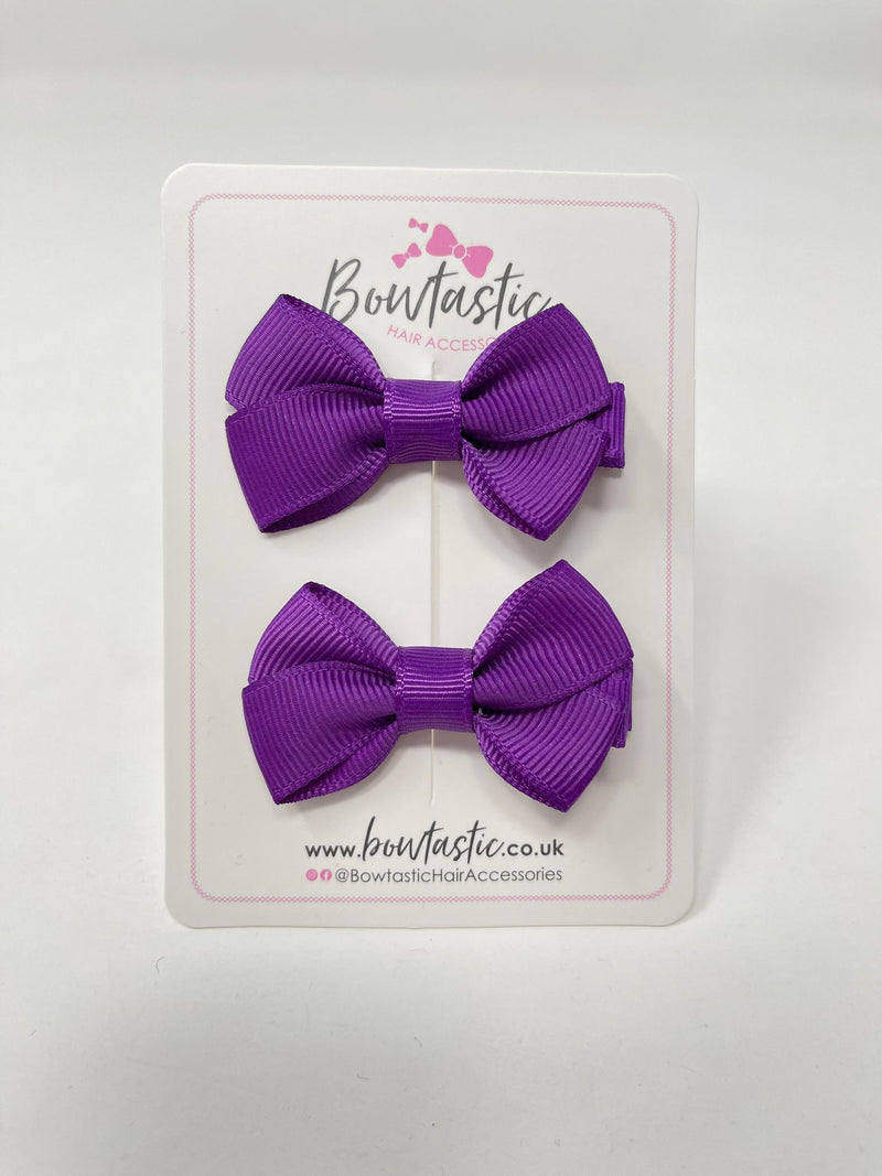 2 Inch Flat Bows Style 2 - Ultra Violet - 2 Pack