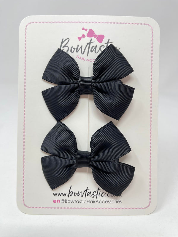 2.5 Inch Butterfly Bows - Black - 2 Pack