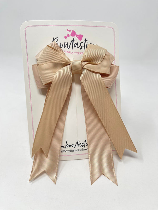 4 Inch Double Tail Bow - Tan